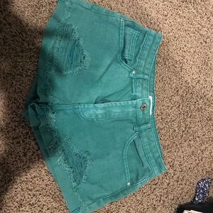 Teal jean shorts from forever 21